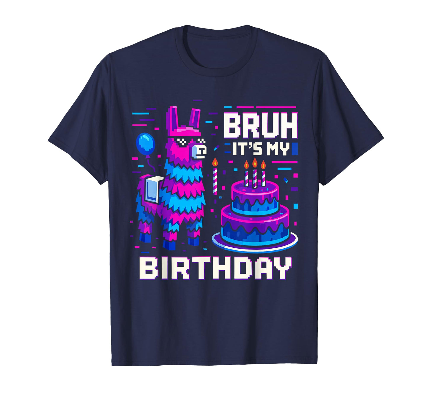 Bruh It’s My Birthday Shirt for Kids, Funny Pinata Llama T-Shirt