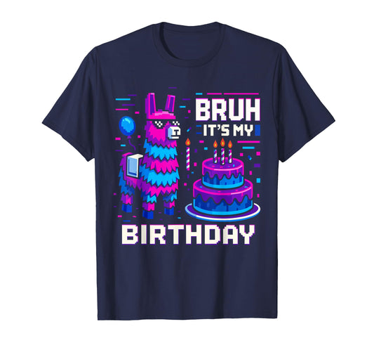 Bruh It’s My Birthday Shirt for Kids, Funny Pinata Llama T-Shirt