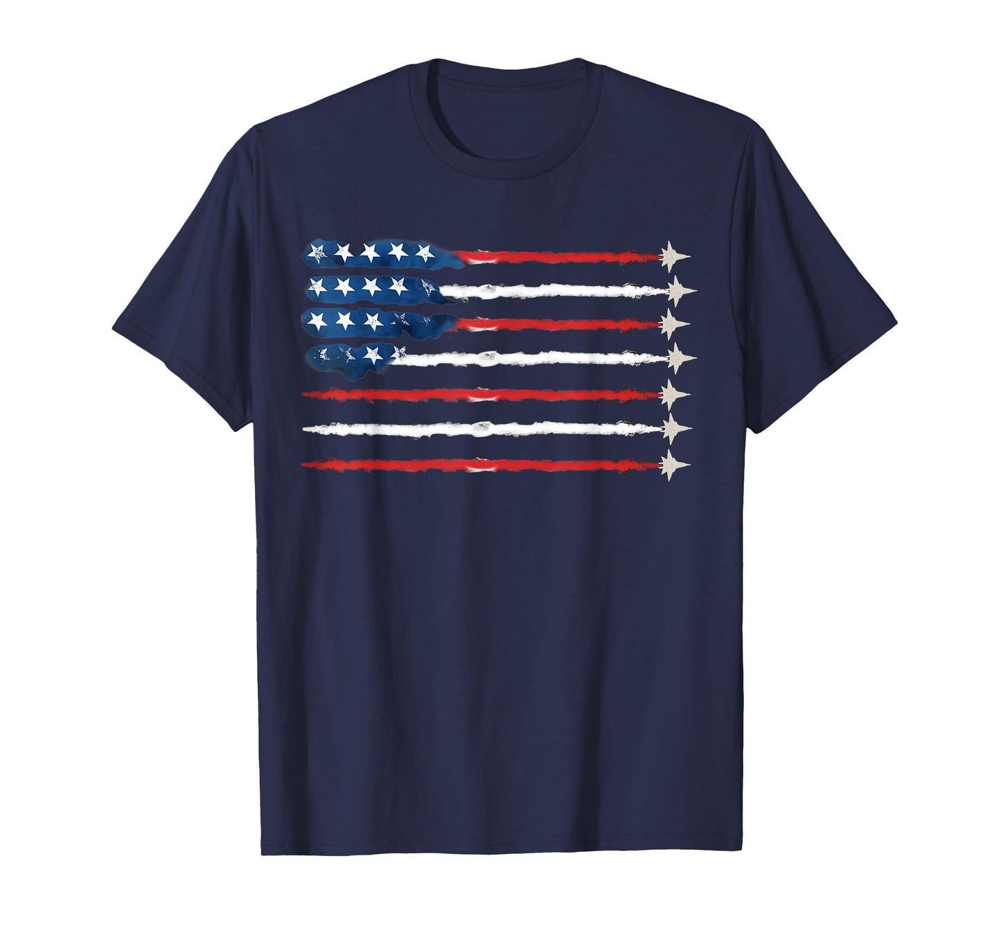 Patriotic Flag USA Fighter Jets 4th of July Men Women T-Shirt
