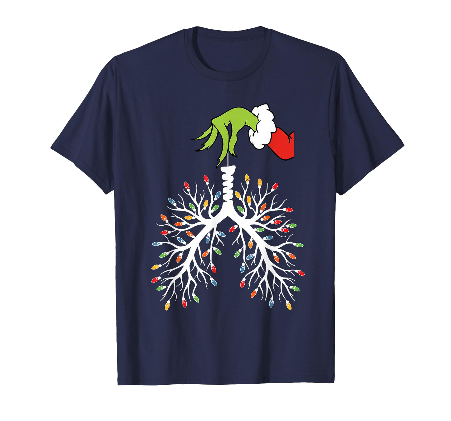 Christmas Nurse Lung Xmas Lights Funny Pulmonologist Holiday T-Shirt
