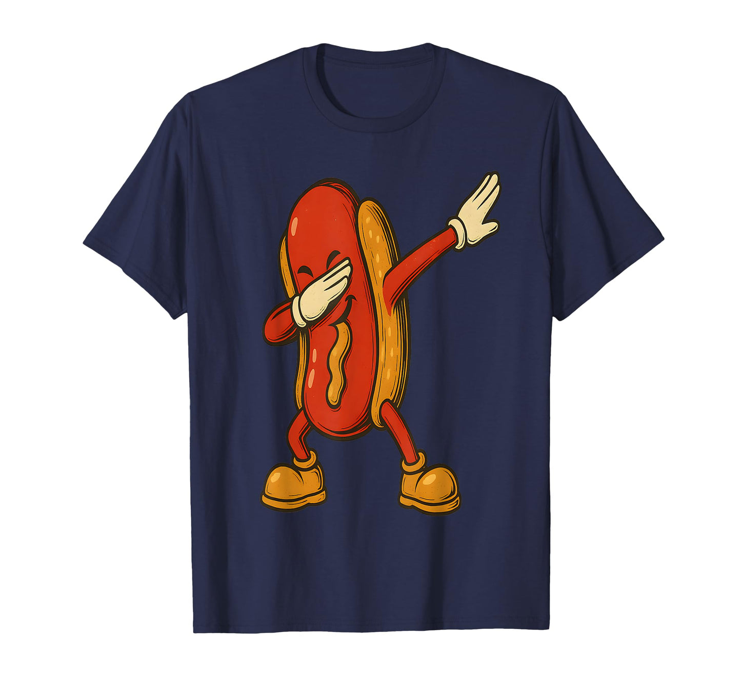 Funny Dabbing Hot Dog Cartoon Food Meme Art T-Shirt