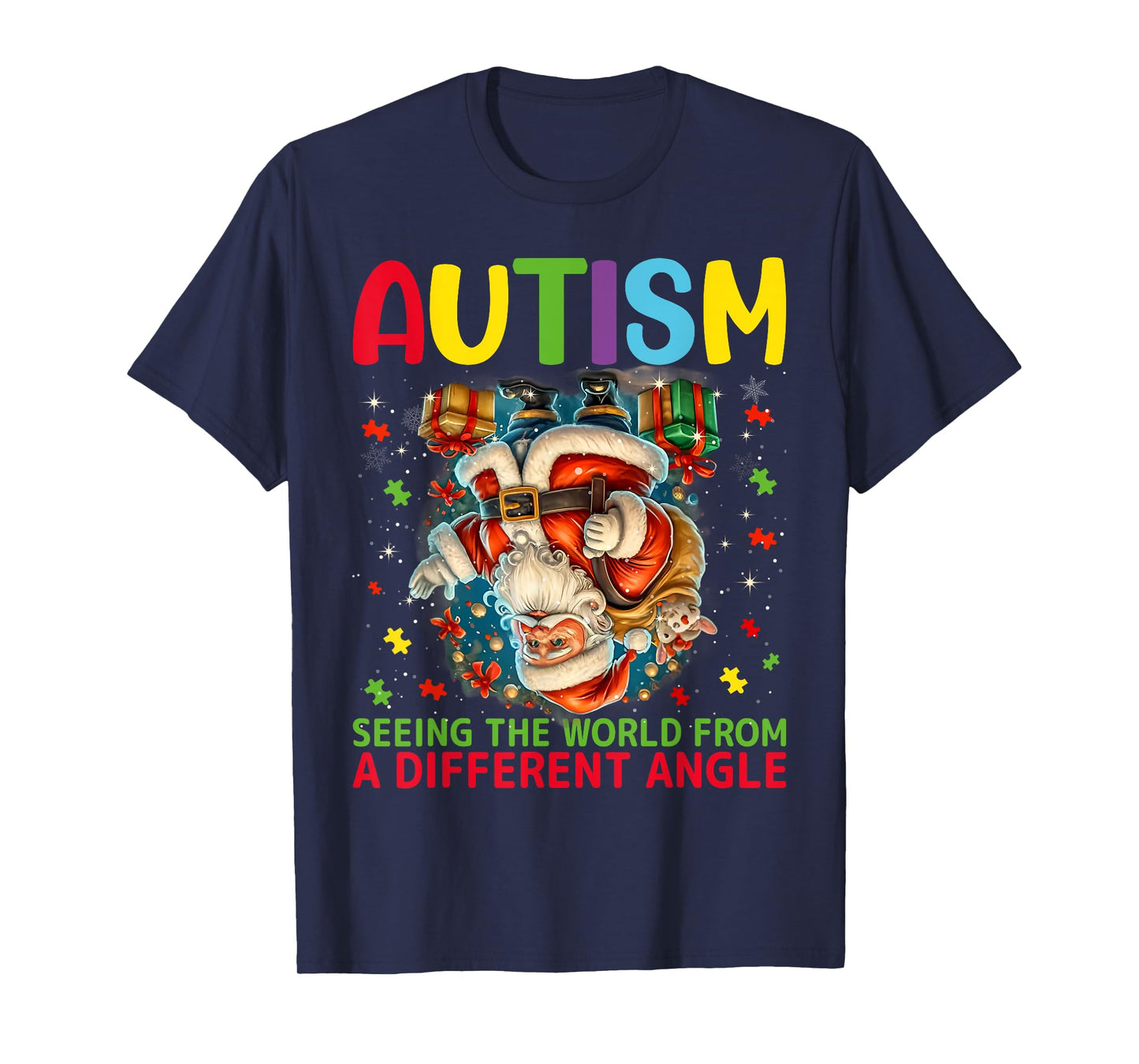 Autism Christmas Autistic Xmas Day Love Autism Awareness T-Shirt