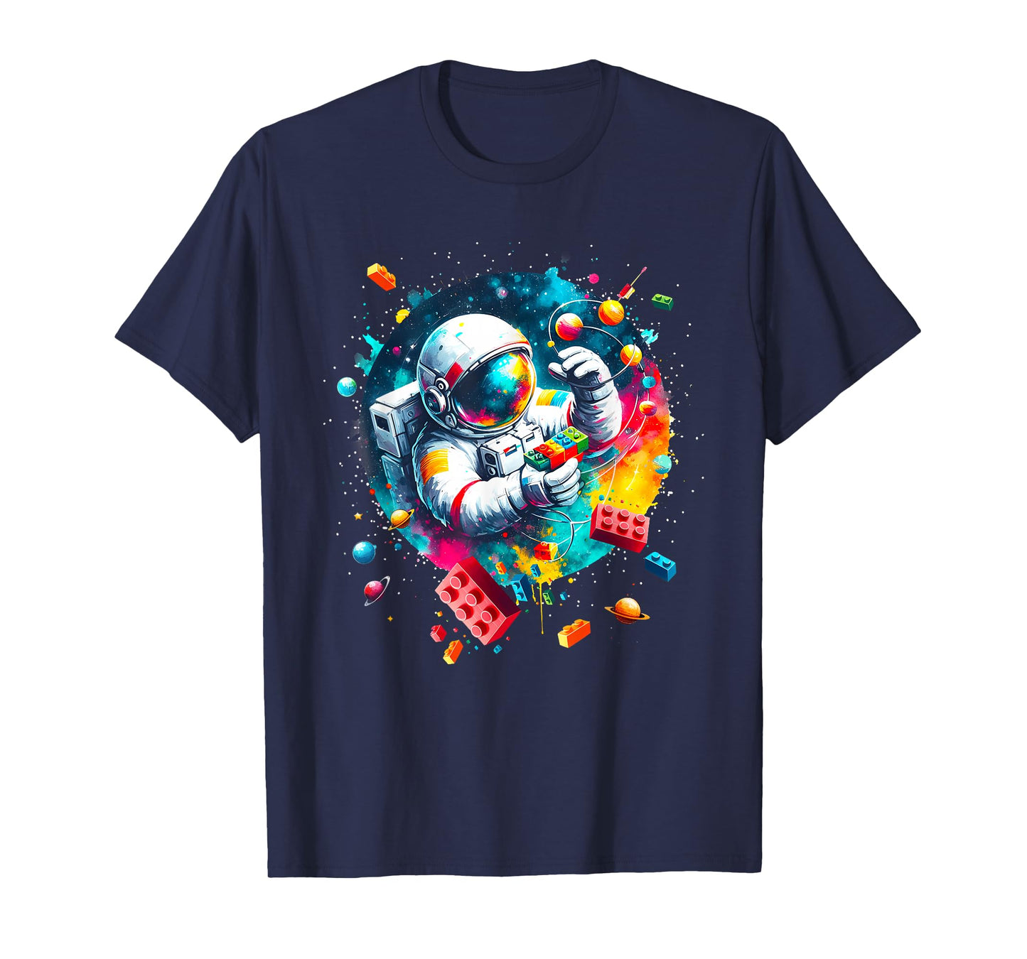 Space Astronaut Master Builder Funny Building Blocks Bricks T-Shirt