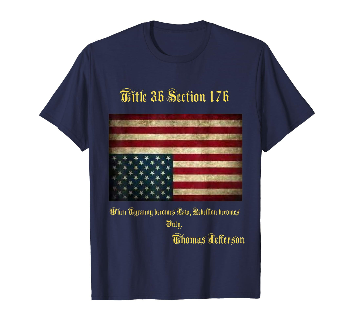 American Flag Distress Upside Down Thomas Jefferson Patriot T-Shirt Small