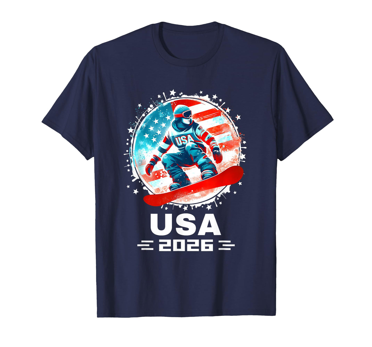 Snowboard USA Go USA Team Tshirt USA Flag 2026 Snowboarding T-Shirt