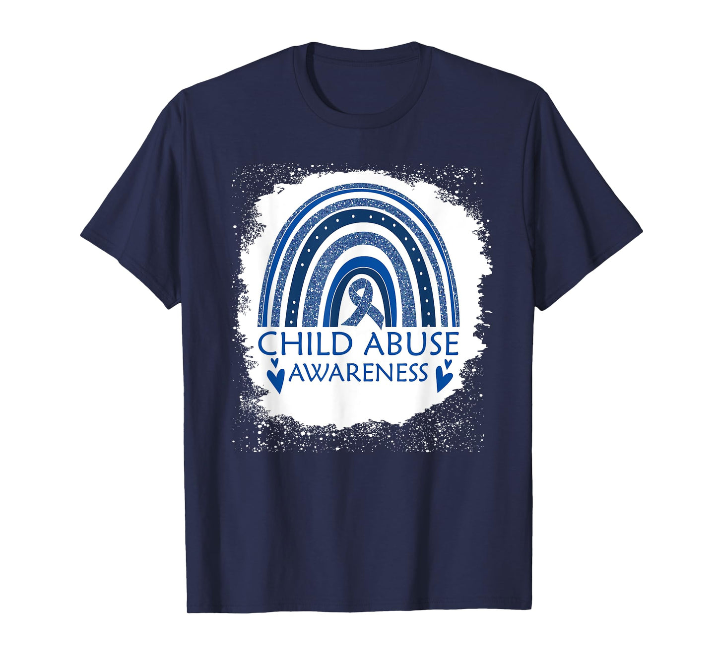 Child Abuse Awareness Bleached Rainbow Blue Ribbon Men T-Shirt