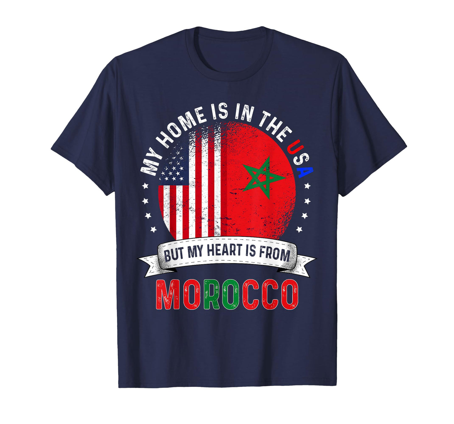 Moroccan American Patriot Heart is from Morocco Flag T-Shirt
