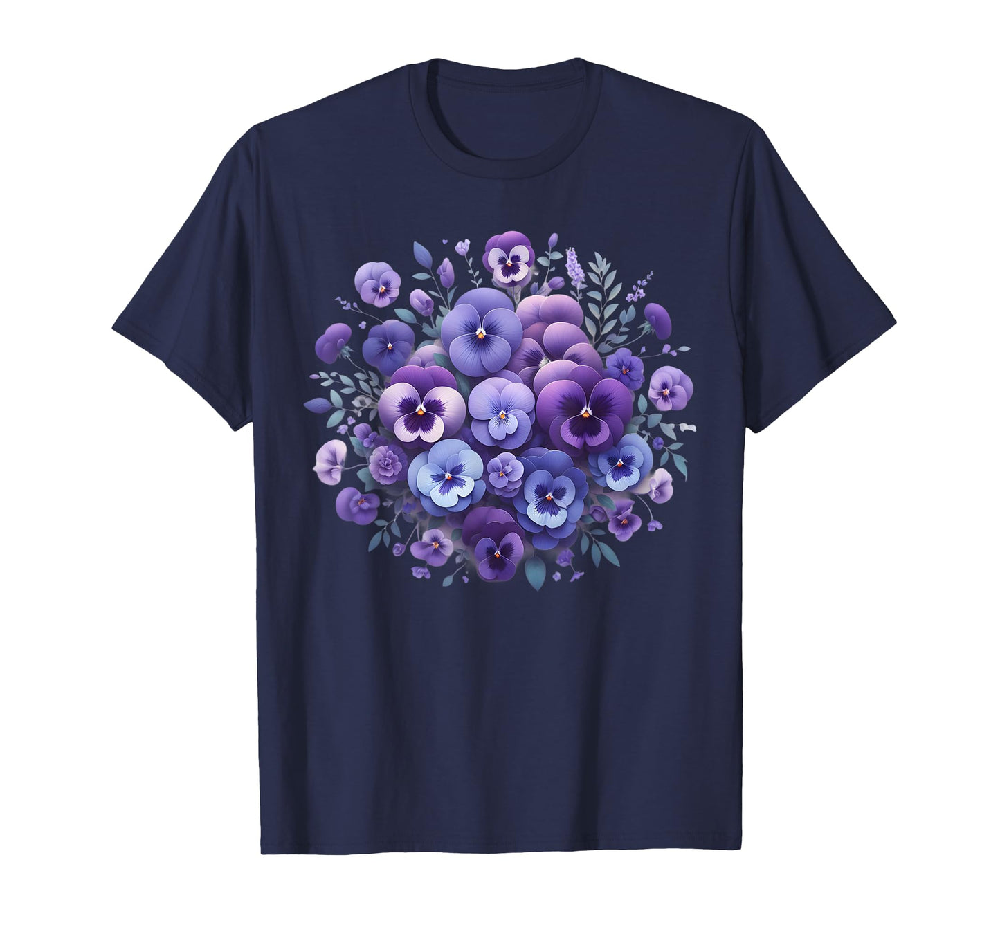 Alzheimer Purple Floral Pansy Dementia Alzheimer's Awareness T-Shirt