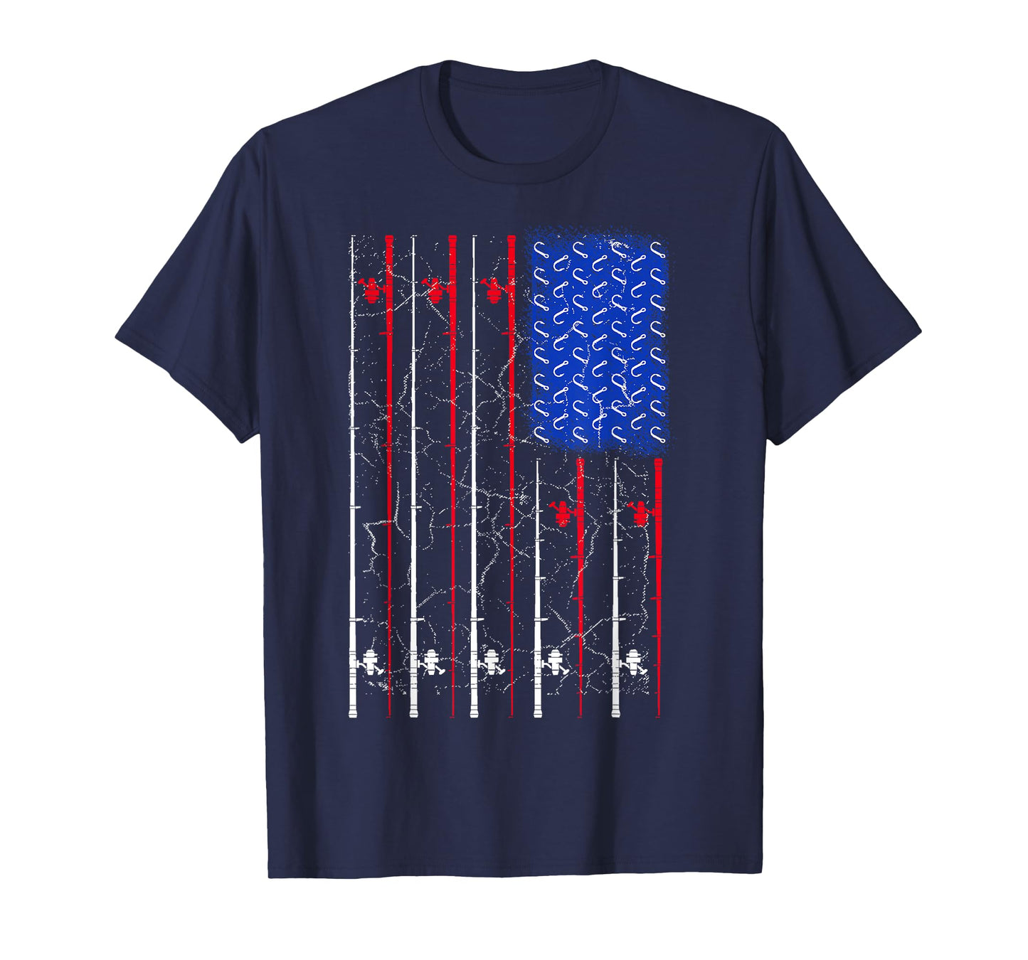 American US Flag Fishing Rod Top, Cool Fisherman Top For Him T-Shirt