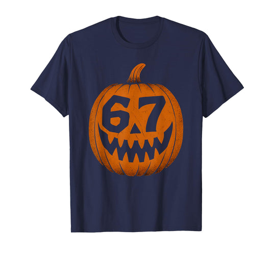 67 Meme Halloween Pumpkin 6 7 Brainrot Six Seven Teen Boys T-Shirt