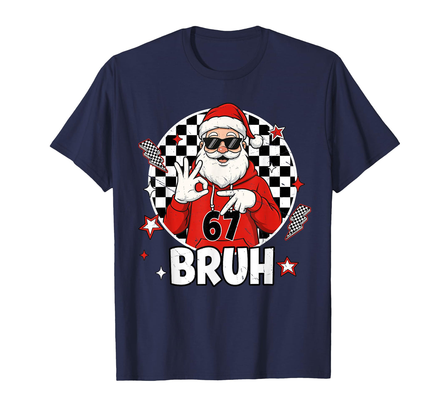 Funny 67 Meme Six Seven Christmas Bruh Santa Kids Boys Men T-Shirt