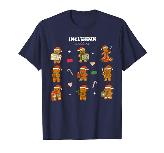 Christmas Inclusion Matter Gingerbread Neurodivergent Autism T-Shirt