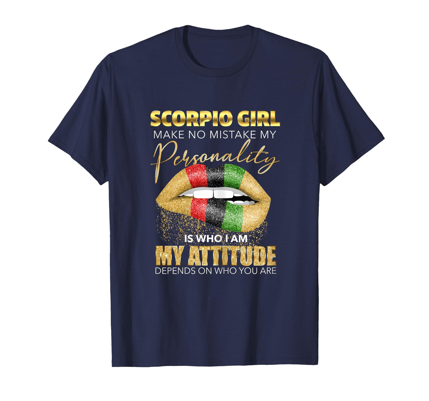 Scorpio Girl Womens Melting Lips Black Zodiac Birthday Cute T-Shirt