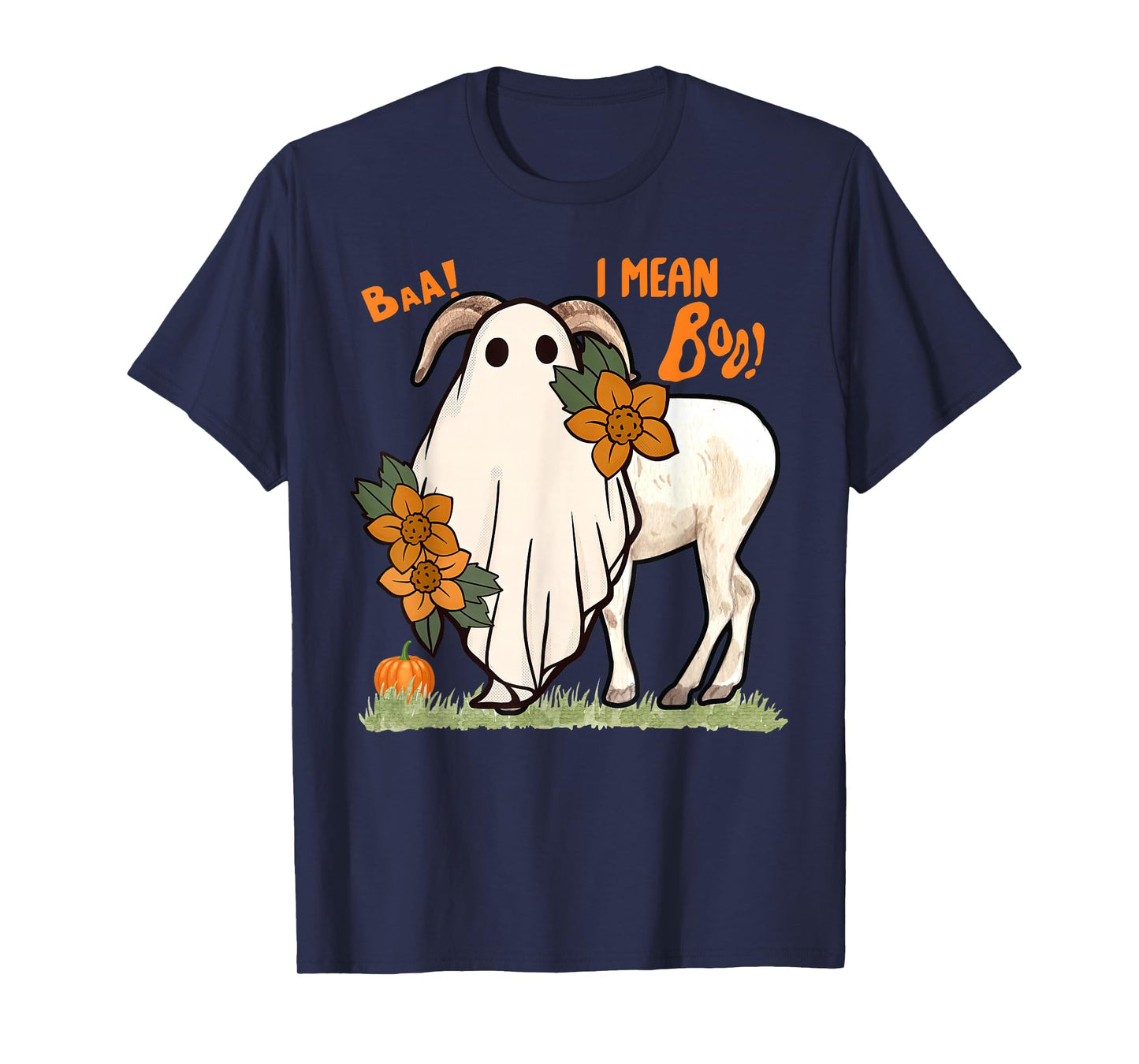 Baa I Mean Boo Halloween Goat Ghost Farmer Animal Scary T-Shirt