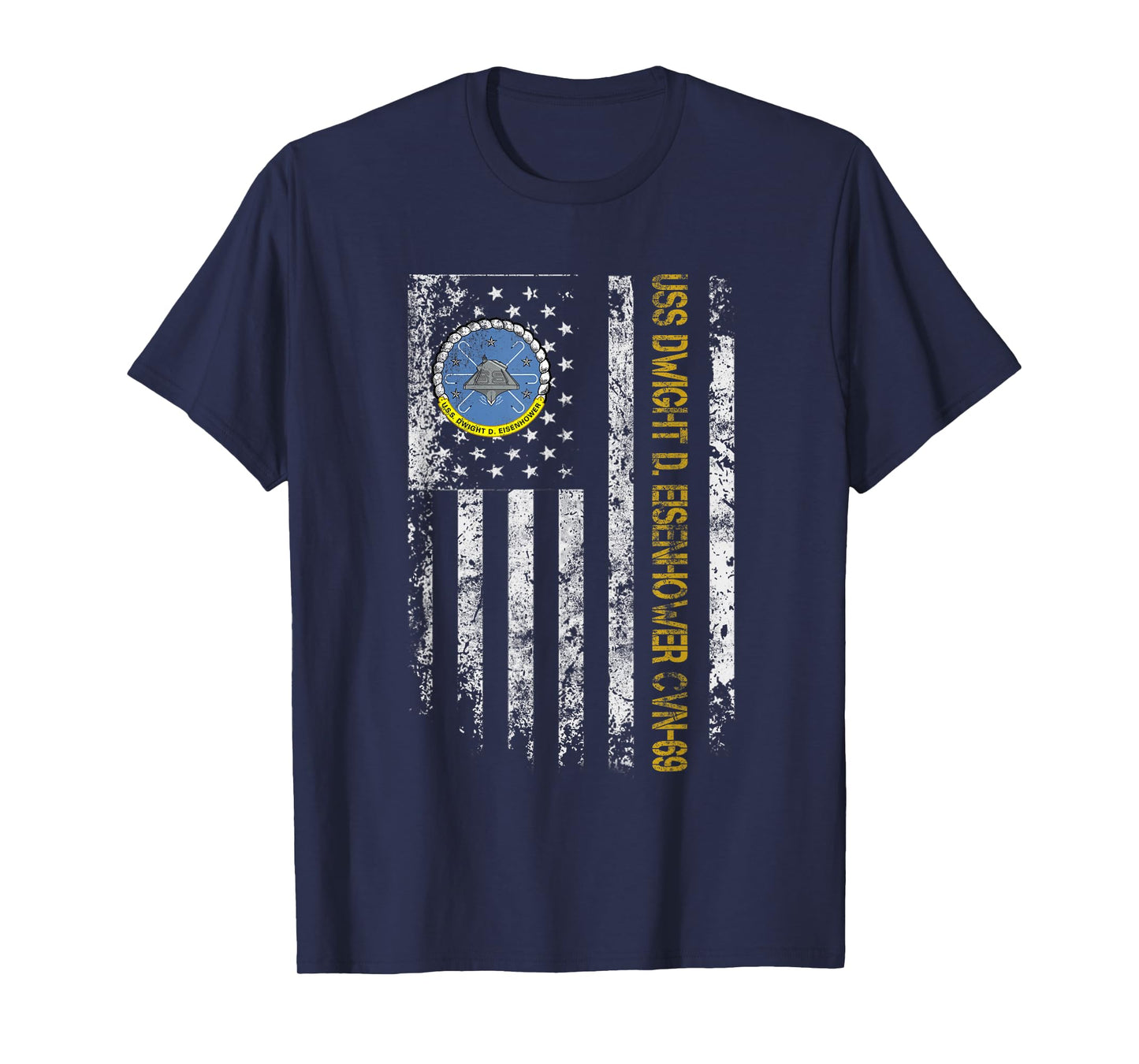 USS Dwight Eisenhower CVN-69 Aircraft Carrier Veteran Flag T-Shirt