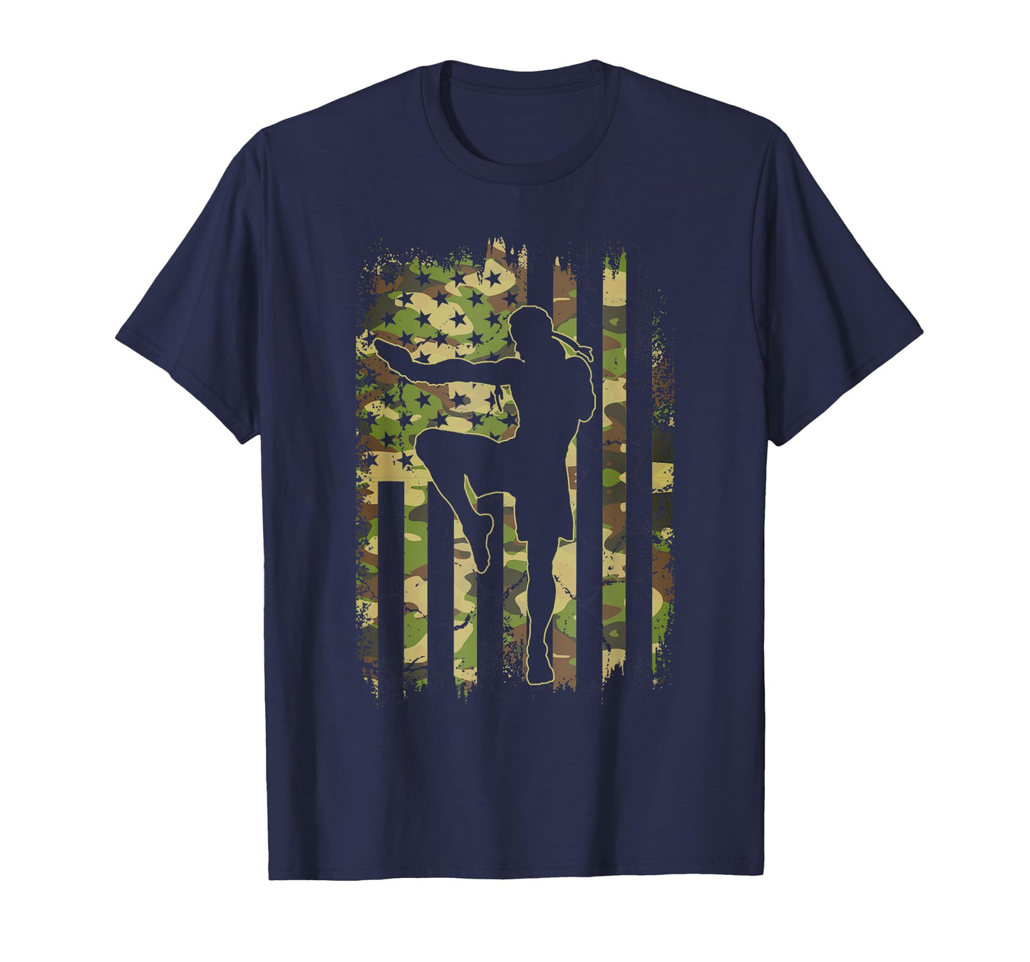 Camo US Flag American Muay Thai Player Vintage Patriotic T-Shirt