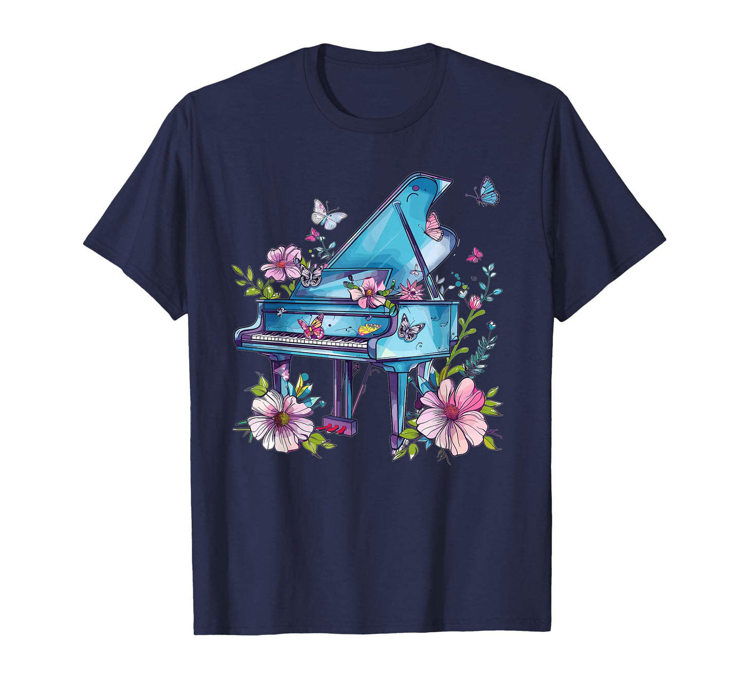 Colorful Piano With Flowers I Music Piano T-Shirt