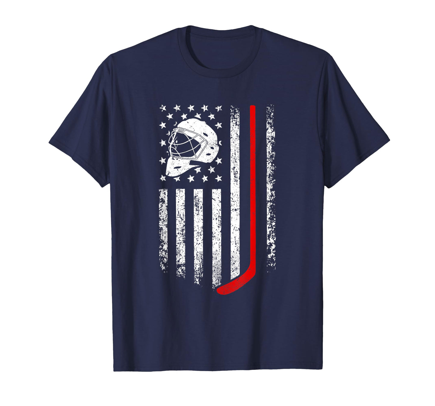 Hockey American Flag Cool Ice Hockey Player Men Women Boys T-Shirt