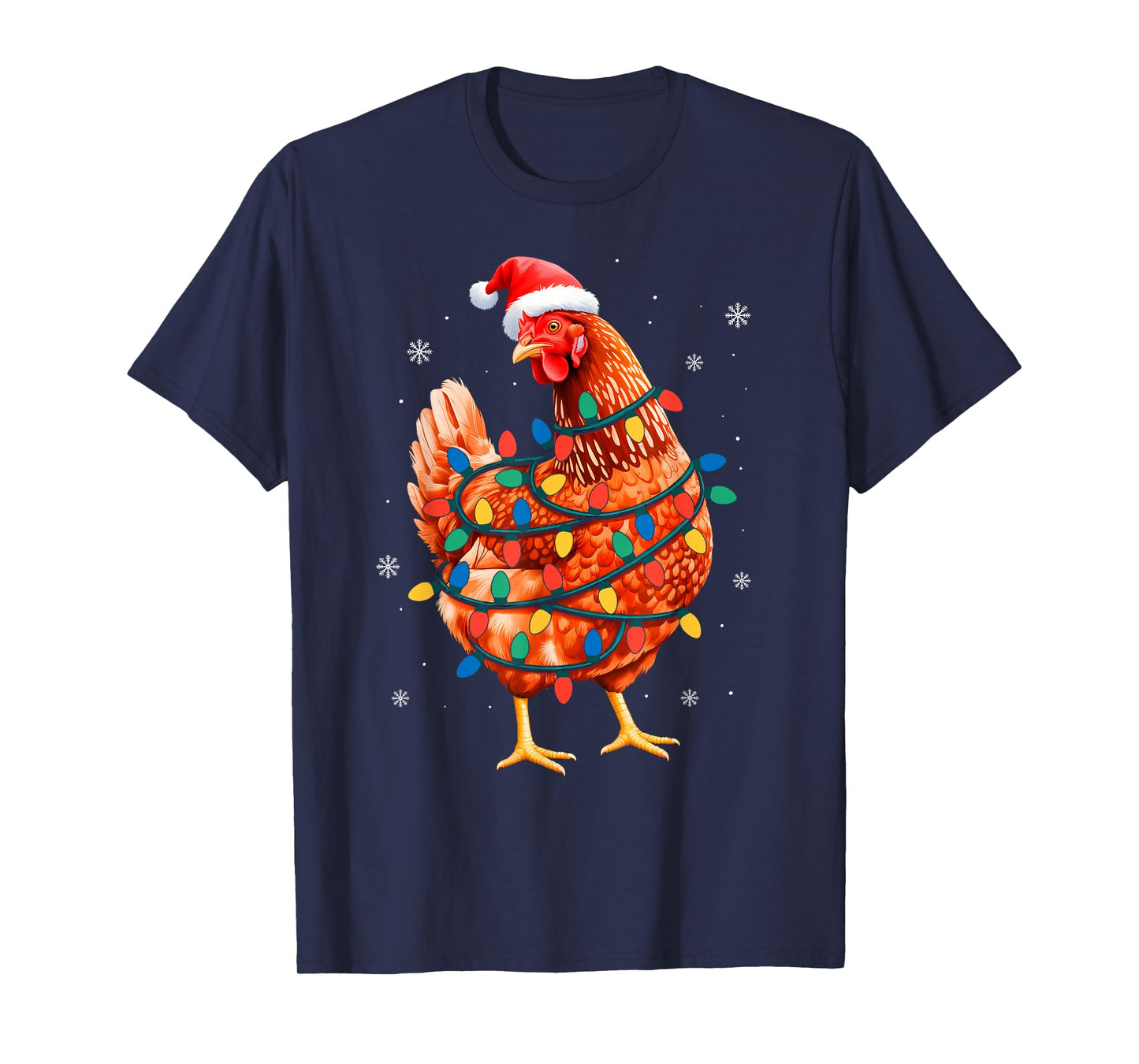 Chicken Christmas Tree Lights Farm Animal Santa Xmas Pajamas T-Shirt