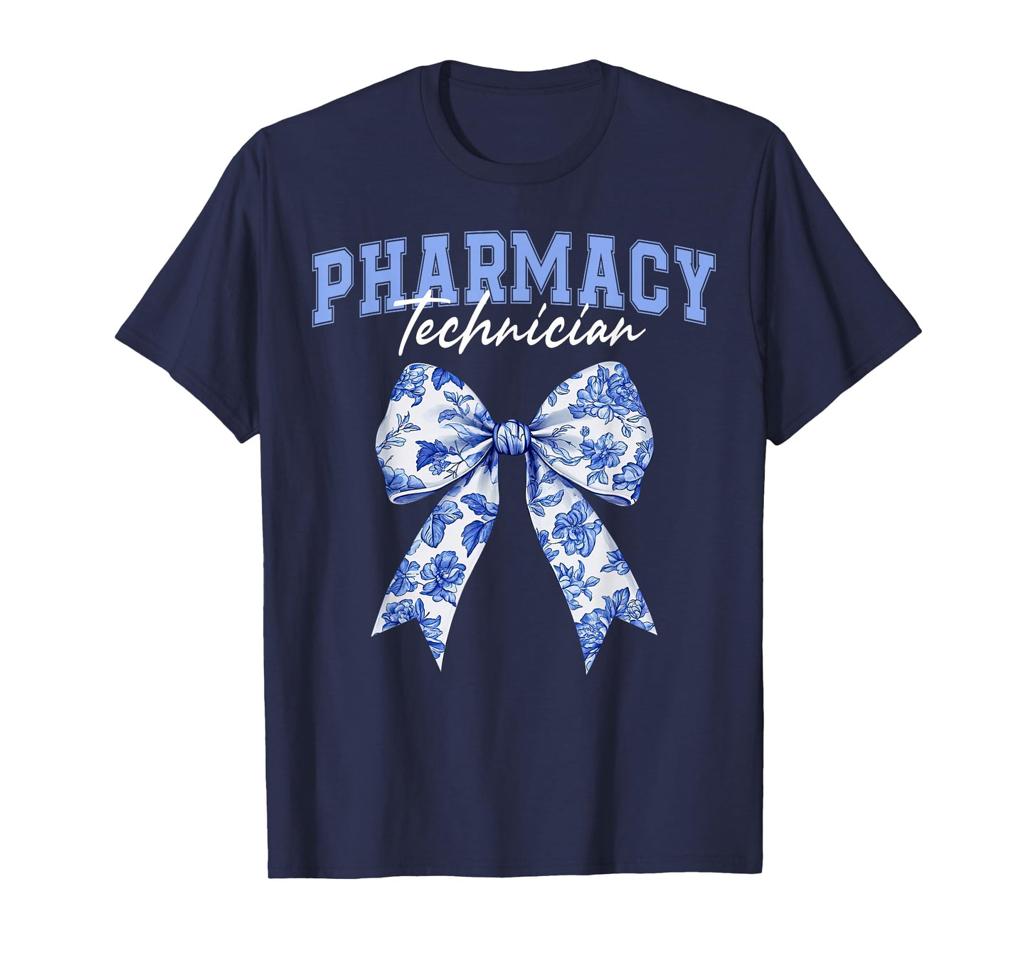 Cute Floral Blue Coquette Bow Pharmacy Technician Cpht T-Shirt