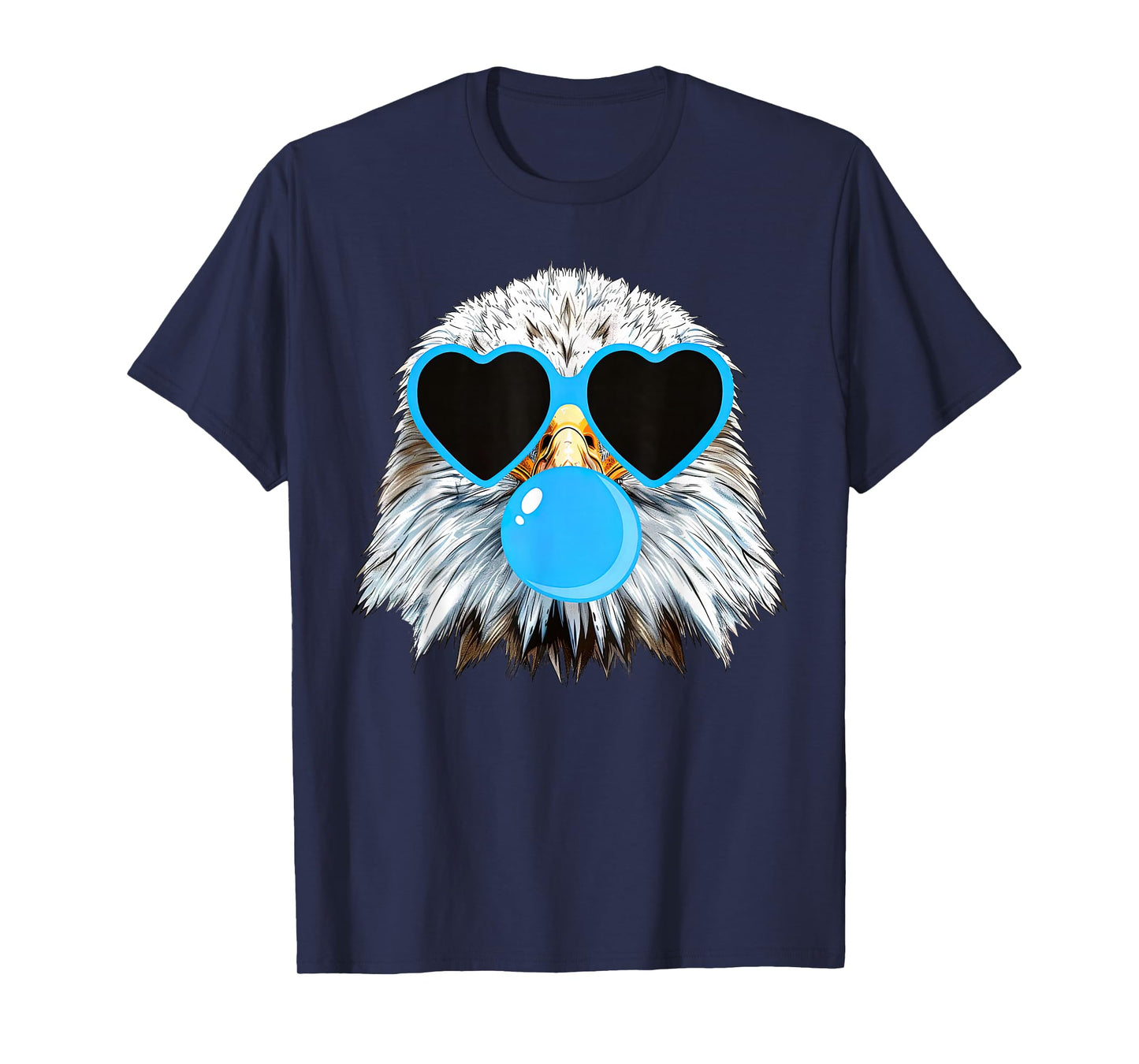 Cute Eagle Blowing Bubblegum Wearing Heart Glasses Costume T-Shirt