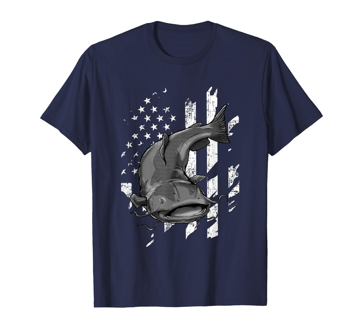 Catfishing American Flag - Catfish Angler Fisherman T-Shirt