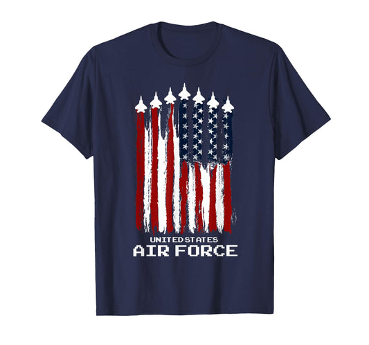 Vintage US Air Force Veterans USA American Flag 4th of July T-Shirt