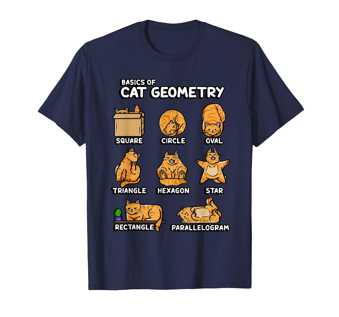 Basic Cat Geometry Cute Cat Cat Lover Cat Owner Math School T-Shirt