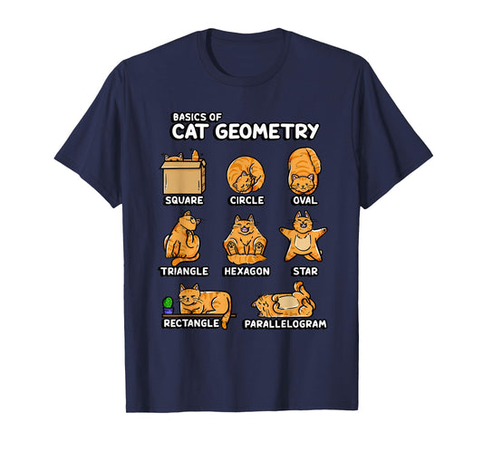 Basic Cat Geometry Cute Cat Cat Lover Cat Owner Math School T-Shirt