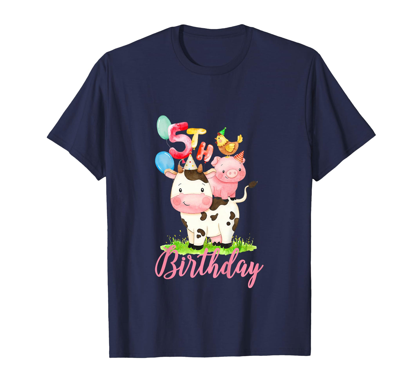 5 Years Old Girl Farm Animals It's My 5th Birthday T-Shirt