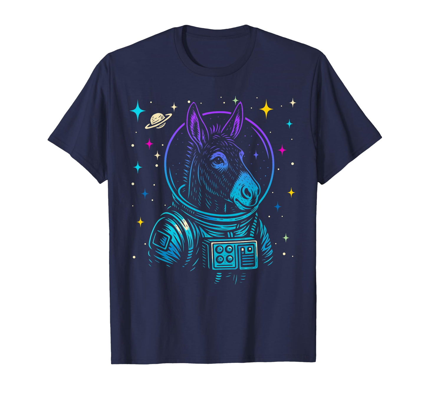 Colorful Astronaut Donkey Space Galaxy Farm Animal T-Shirt