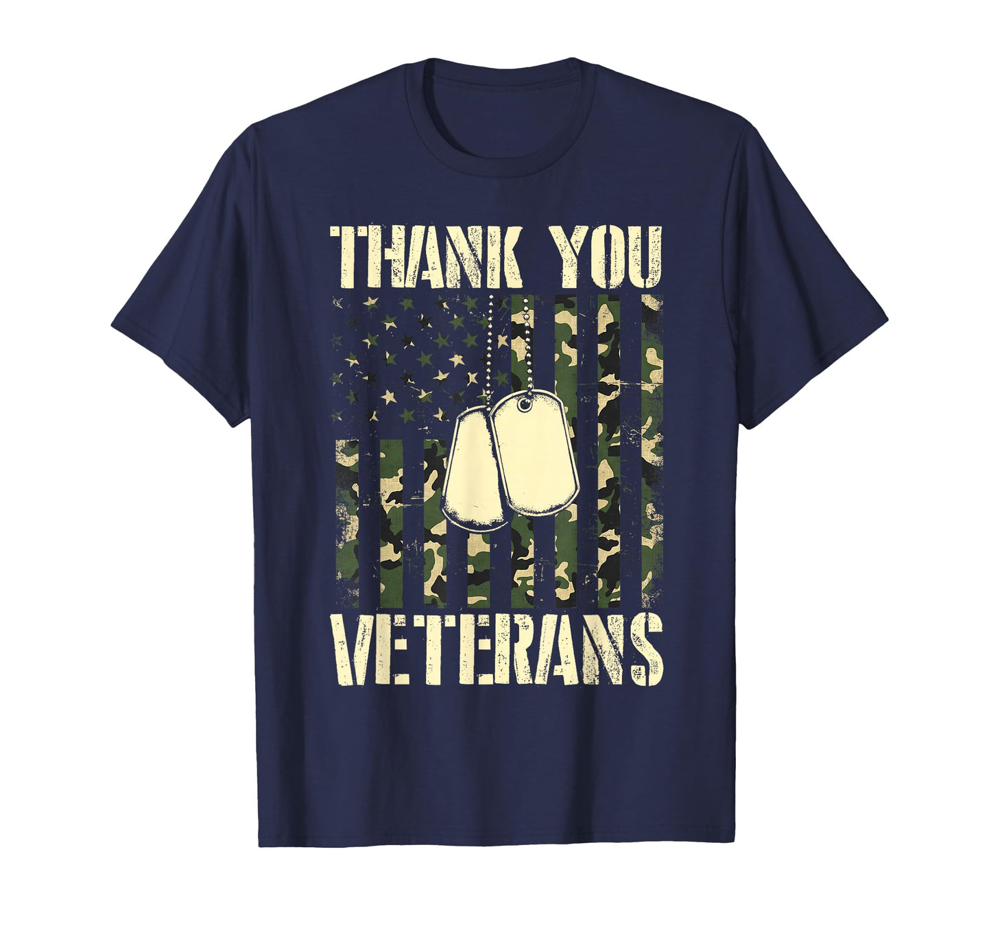 Thank You Veterans Patriotic Dog Tag American Flag Men Women T-Shirt