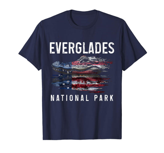 Everglades National Park Florida Alligator American Flag T-Shirt