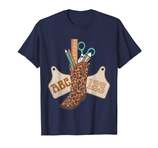 ABC 123 Western Teacher Life Cowboy Cowgirl Teaching Women T-Shirt