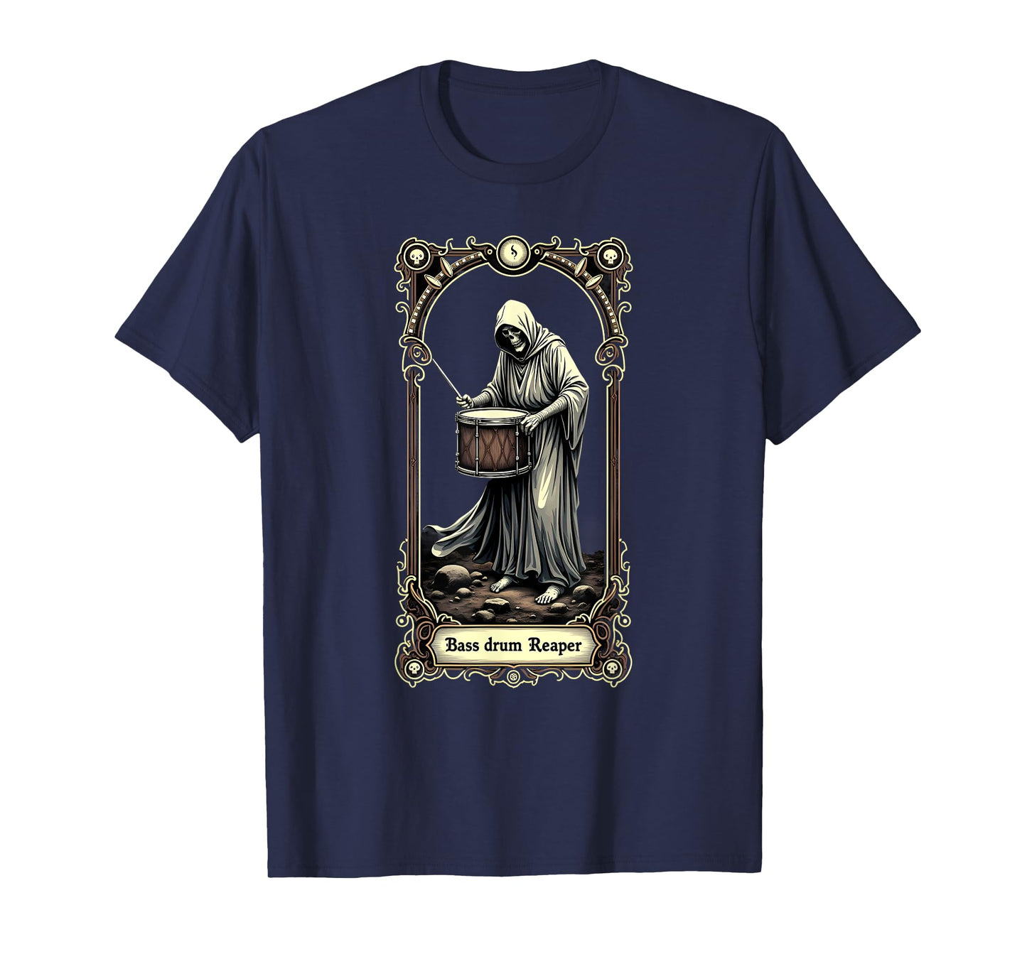 Halloween Tarot Card Skeleton Bass Drum Reaper T-Shirt