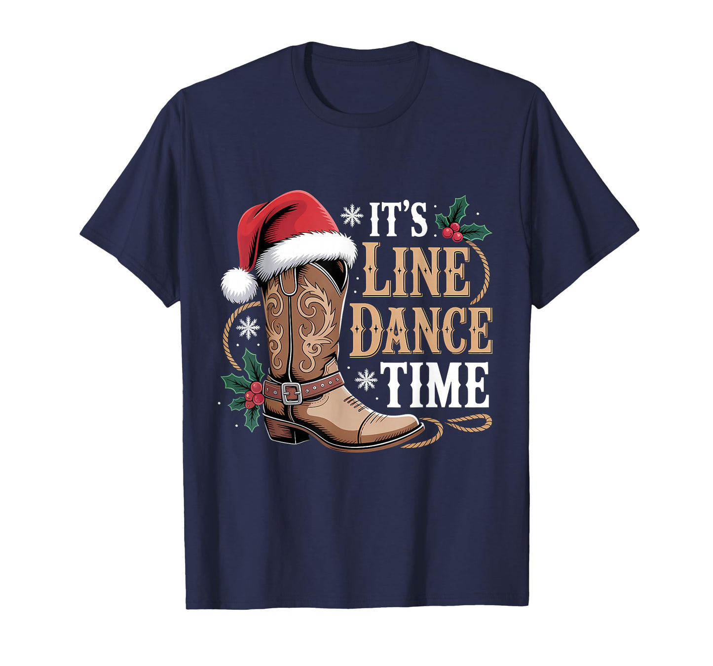 It's Line Dance Time Line Dancing Santa Hat Christmas Eve T-Shirt