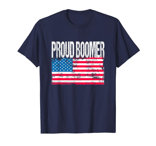 Vintage Patriotic US Flag - Proud Boomer - Baby Boomer T-Shirt