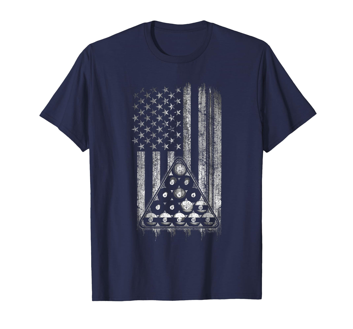 Pool Player American Flag Cue Stick and Billard Balls USA T-Shirt