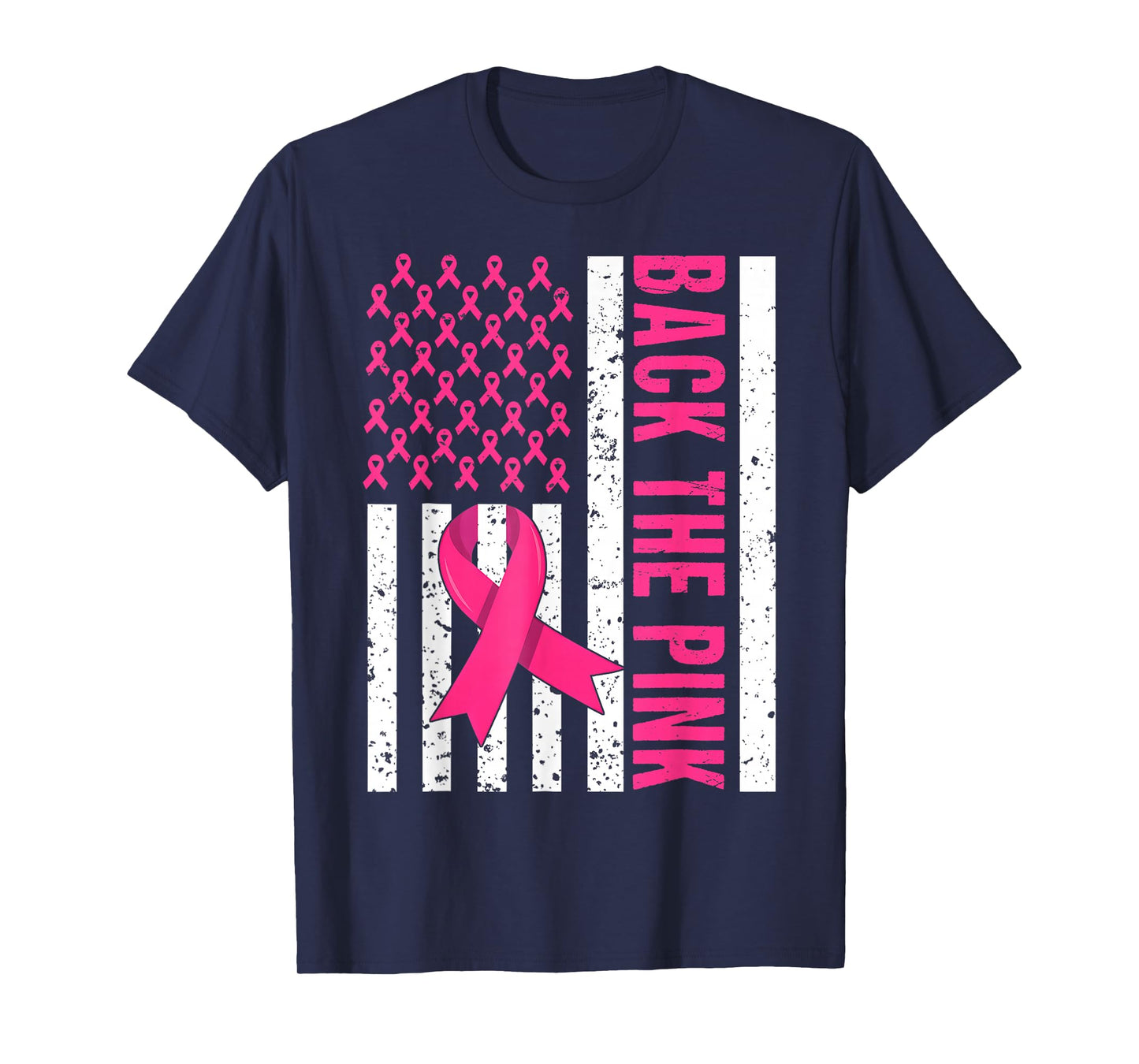 Back The Pink Breast Cancer Awareness USA Flag Men Women Kid T-Shirt