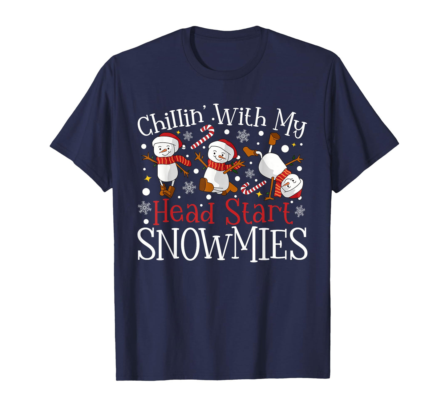 Chillin' With My Head Start Snowmies Teacher Christmas Kids T-Shirt