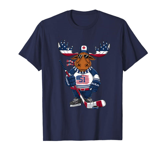 Funny Moose Canada 51 State of USA American Flag T-Shirt
