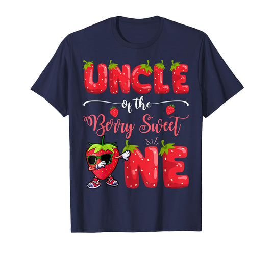 Uncle Of The Berry Sweet One Strawberry Dabbing T-Shirt