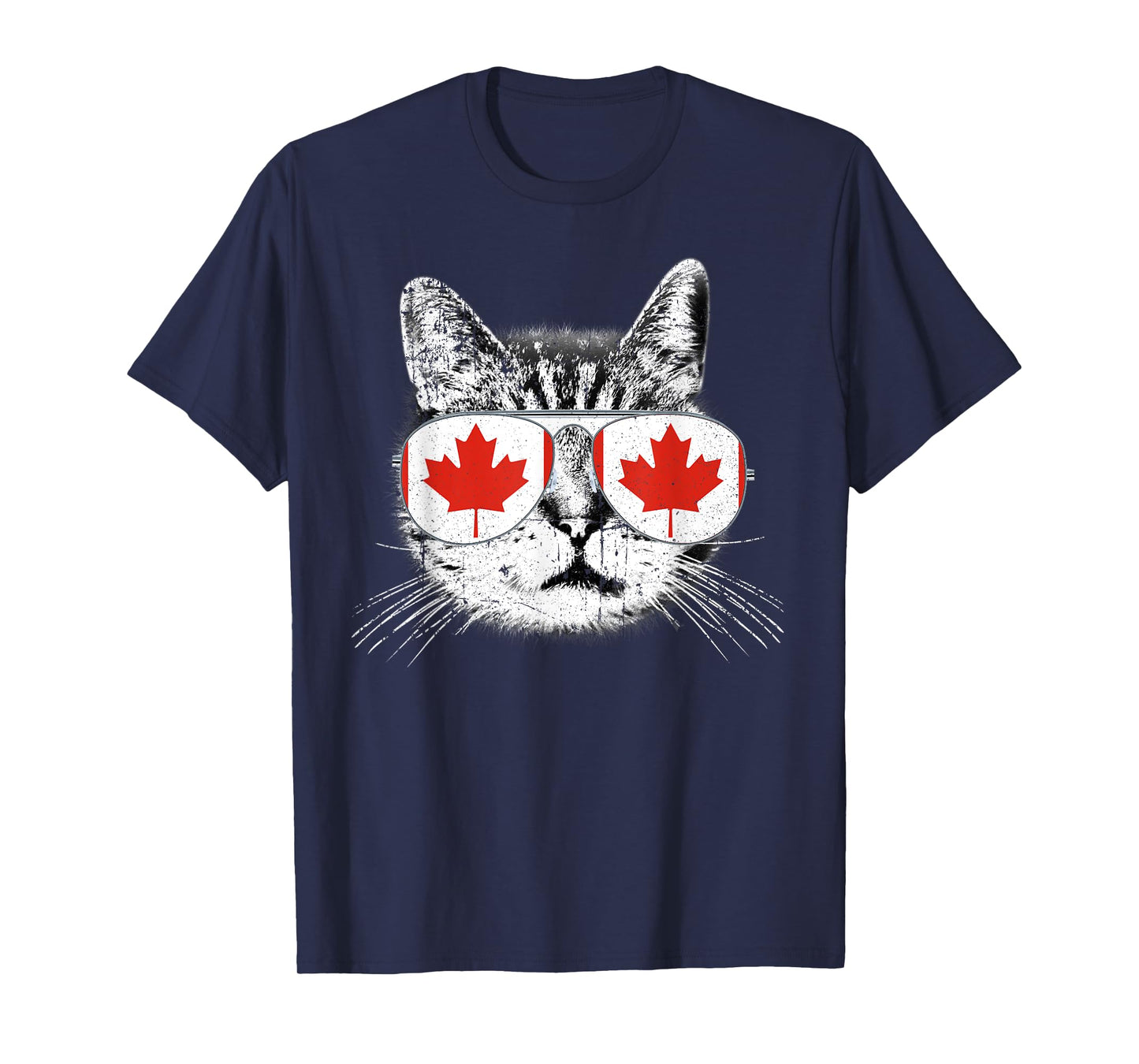 Canada Flag Canadian Cat Sunglasses Funny T Shirt Men Women T-Shirt