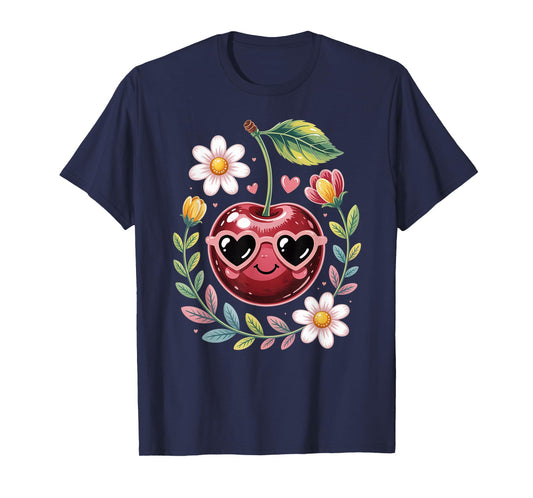 Cute Cherry with Flower for Women & Girls - Cherries Fruit T-Shirt