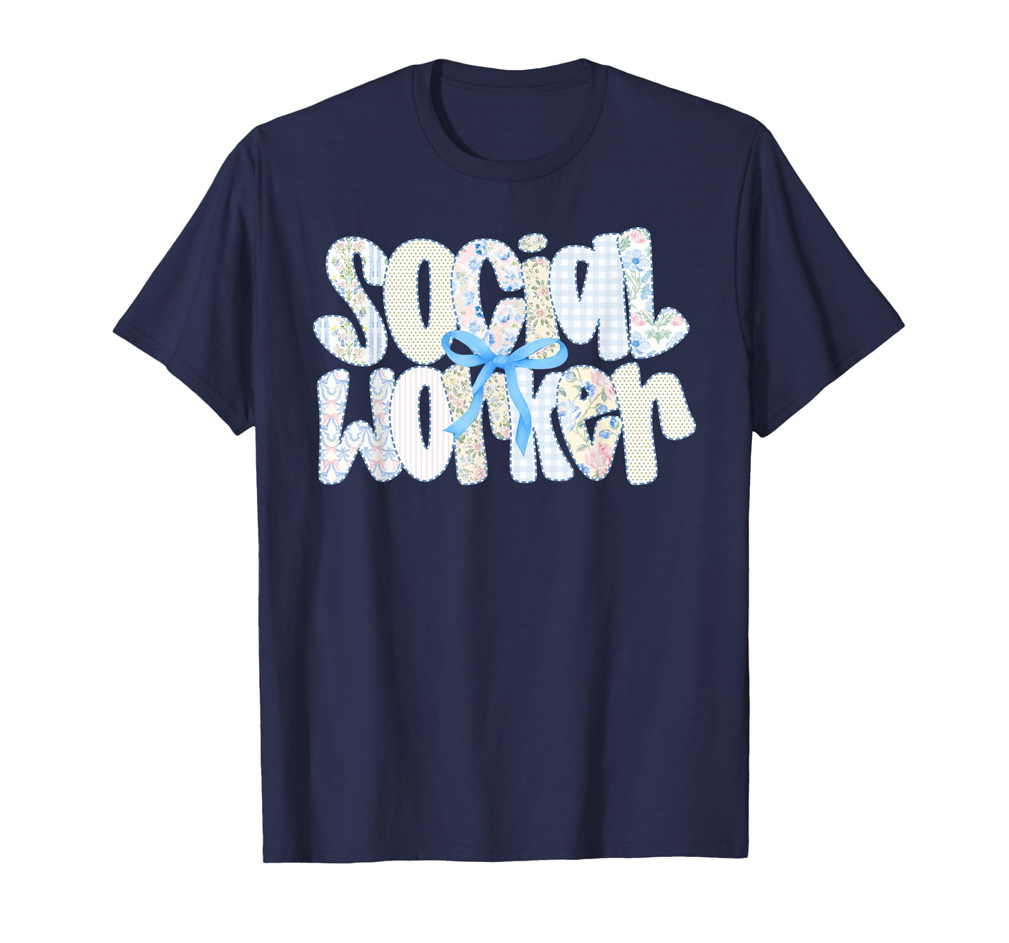 Social Worker Floral Coquette Bow LCSW Social Work Month T-Shirt