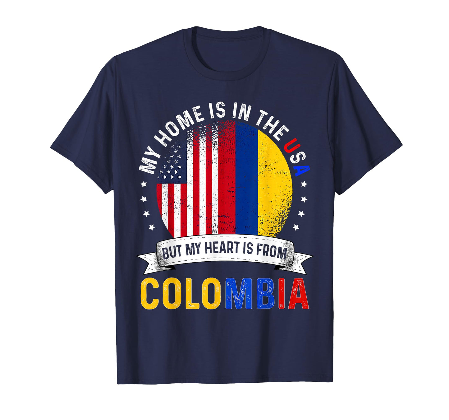 Colombian American Patriot Heart is from Colombia Flag T-Shirt Small