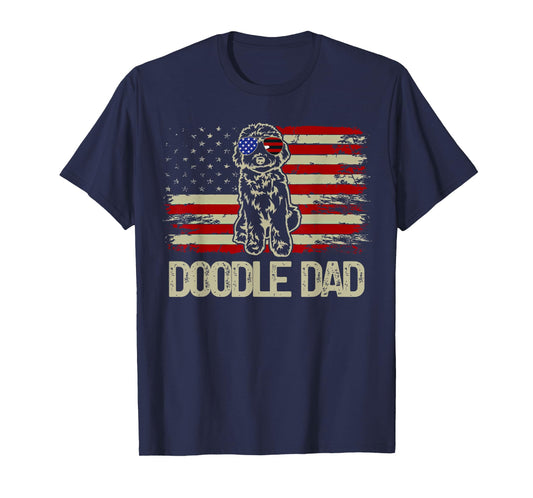 Patriotic Doodle Dad Goldendoodle American Flag 4th of July Women Men T-Shirt