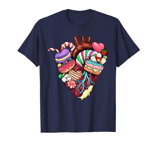Anatomical Heart Shirt Sweet Candy Heart Cardiology Cardiac T-Shirt