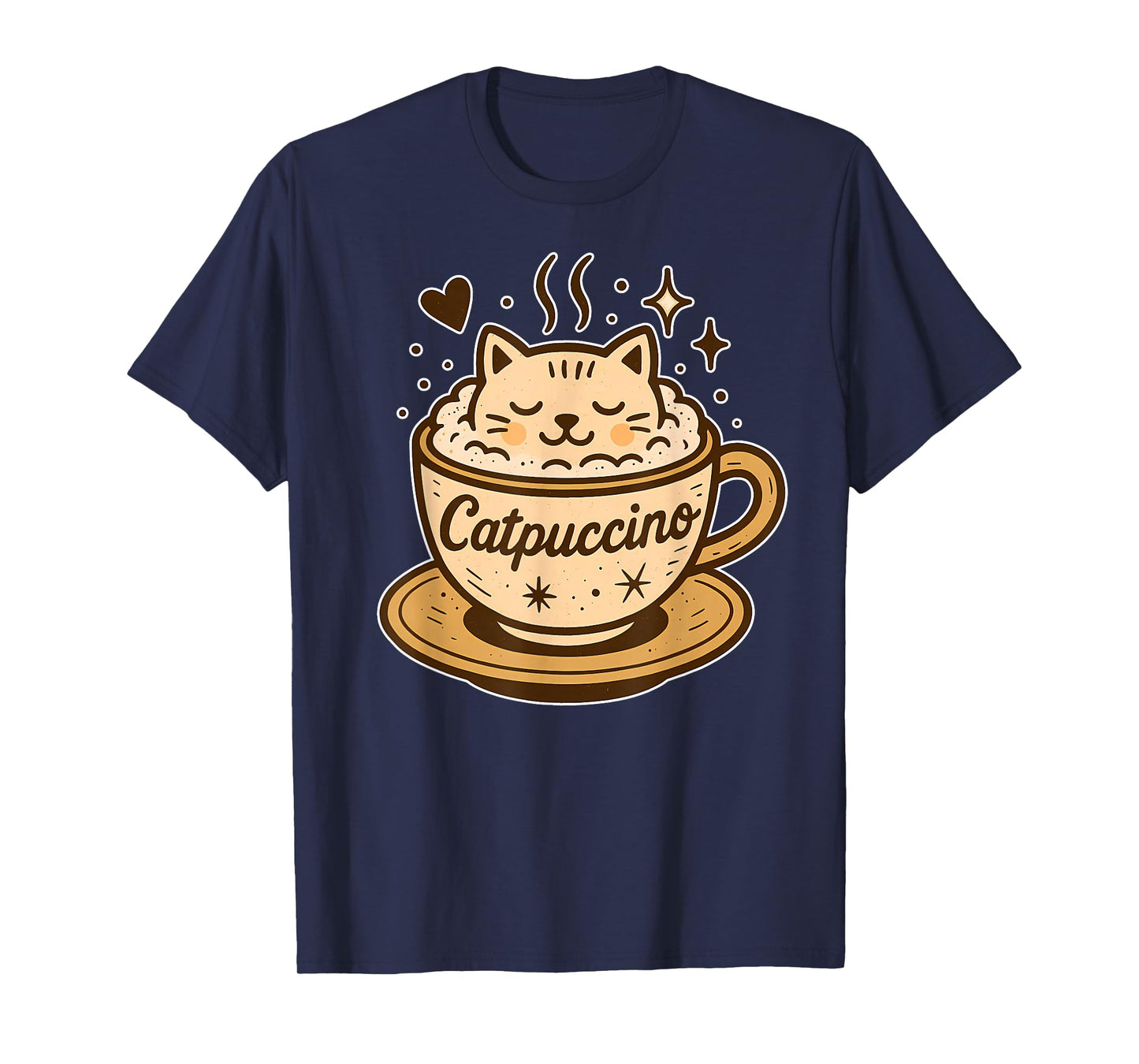 Coffee & Cats Lover Cute Funny Catpuccino Cappuccino Cat Pun T-Shirt