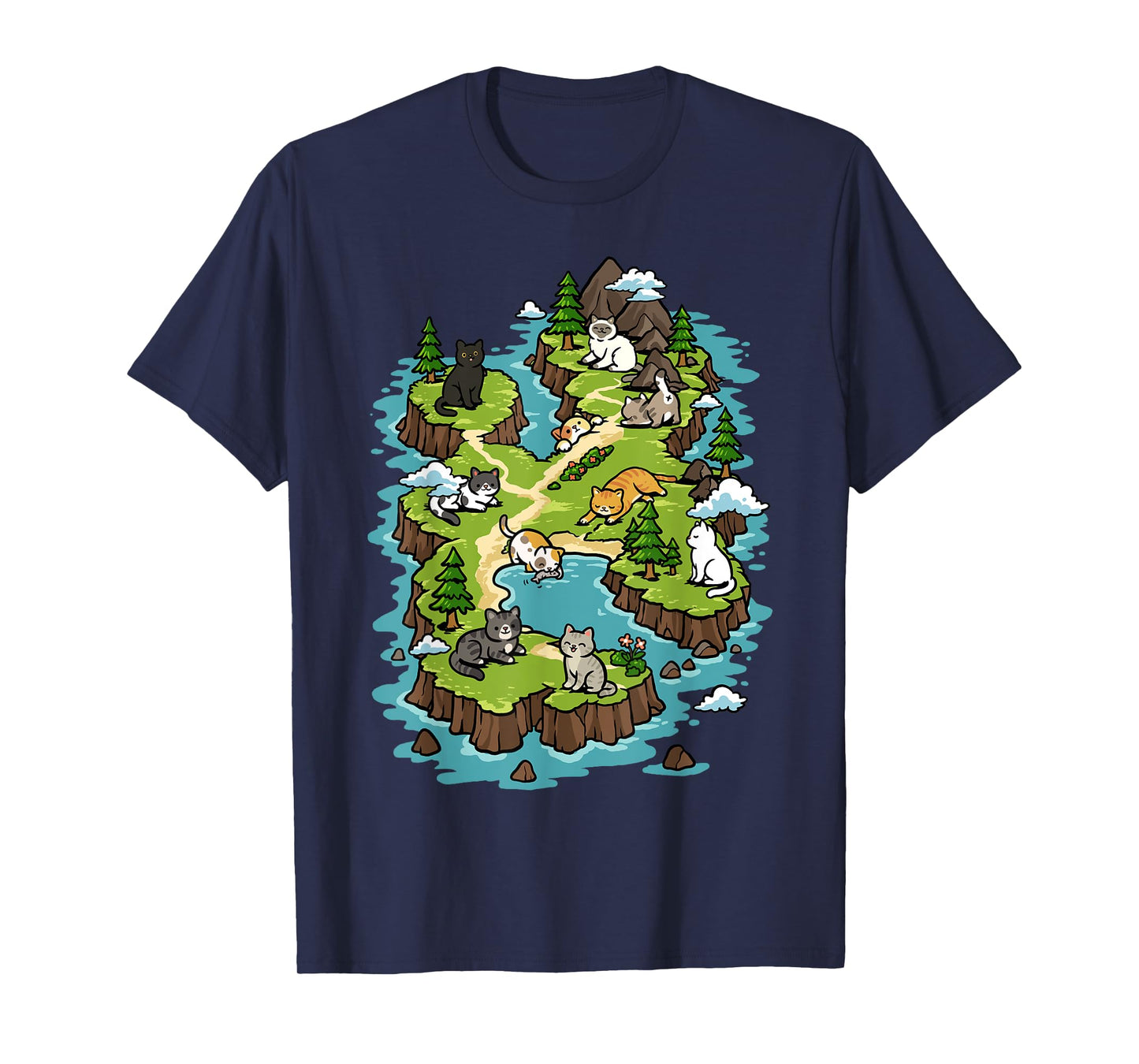 Cat Island Map Funny Cat Adventure Feline Paradise T-Shirt for Men Women Kids